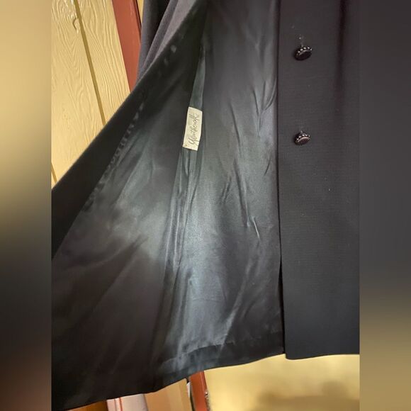 Vintage 50s Youthcraft Long Black Wool Large to XL Coat Satin Lined Big Buttons - Picture 4 of 8